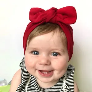 Baby Turban Hat Big Bow Soft Elastic Knitted Beanie Cap For Infants Toddlers Newborns Cute Headwrap Hair Accessories