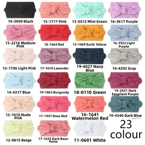 Detalle de 23 colores de diademas turbante de nailon suave para bebés con orejas de conejo