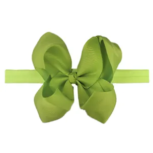 Lime green swallowtail bow headband for infants with high elastic seamless strap