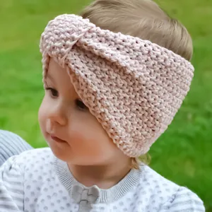 Baby Toddler Knit Headband Soft Yarn Bow Knot Ear Warmer Headwrap Solid Color Winter Hair Accessories For Girls Boys