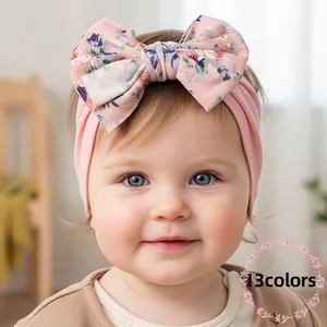 Bandeau à Nœud Floral pour Bébé Fille Turban Souple à Haute Élasticité Accessoires de Cheveux pour Nourrisson Vie Quotidienne Photographie