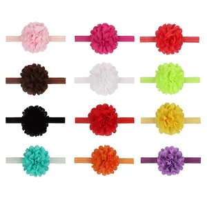 Lot de 12 bandeaux souples pour bébé avec fleurs en dentelle délicates en divers coloris