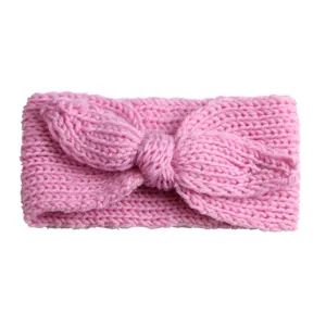 Fascia neonata in maglia rosa con grande fiocco per bambine e neonati piccola