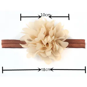 Dettagli delle dimensioni della fascia per neonati con fiore in chiffon color champagne