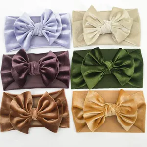 Set van 6 zachte fluwelen baby haarbanden met strik in diverse modieuze kleuren