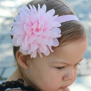Fascia per capelli per neonati con fiore in chiffon rosa e fascia elastica