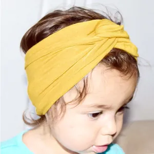 Soft Nylon Baby Headband Twisted Knot Elastic Hair Band For Infant Toddler Girls Solid Color Wide Turban Headwrap Accessories