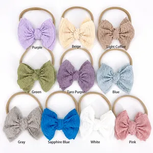 10-piece set of seamless baby headbands with jacquard bows in multi-color pastel tones