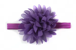 Fascia elastica per neonati con fiore di chiffon viola a strati per bambini piccoli
