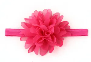 Fascia elastica per neonati con vivace fiore in chiffon color magenta per bambine