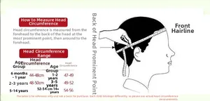 Detailed head circumference size chart and measurement guide for printed baby knot hats