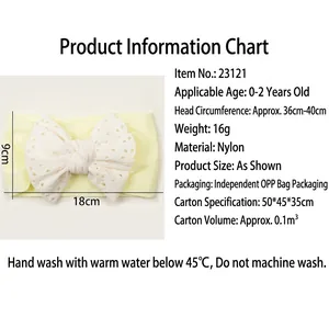 Bandeau souple en nylon pour bébé avec un nœud en dentelle blanche pour nourrissons 0-2 ans