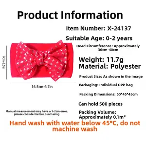 Détails de taille pour bandeau bébé rouge avec grand nœud et motifs argentés chic