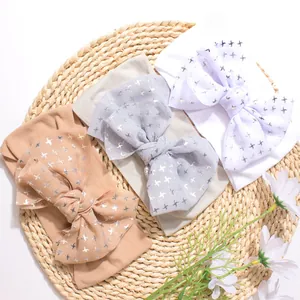 Lot de 3 bandeaux pour bébé avec nœuds et motifs étoiles en nylon doux et élastique
