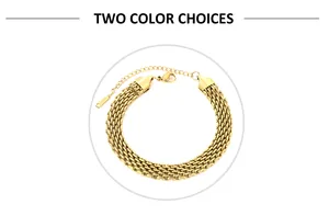 Dettaglio del bracciale a maglia intrecciata in acciaio inossidabile placcato oro 18K