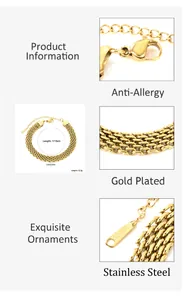 Dettaglio della catena a maglia in acciaio inossidabile placcato oro 18K con moschettone