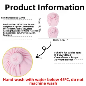 Pink donut turban hat for babies made of soft polyester and spandex fabric detail