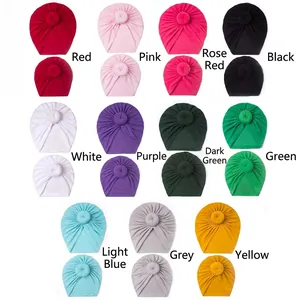 Parent-child cotton donut hats set in 11 colors featuring matching knot headband styles
