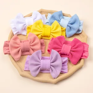 Baby Mädchen Schleife Haarband Set Waffelstruktur Weich Elastisch Stirnband Kleinkind Süß Haarschmuck Für Täglich Fotografie