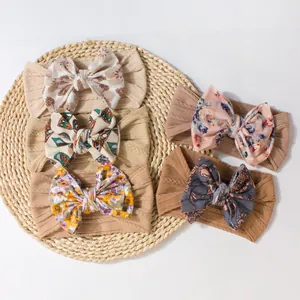 Infant Baby Bow Headband Elastic Jacquard Floral Butterfly Pattern Hair Band For Baby Girls Hair Accessories Collection