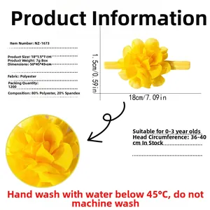Fascia per neonati con fiore in chiffon giallo 0-3 anni con dettagli taglia e tessuto morbido