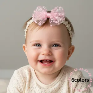 Baby Girls Elastic Lace Mesh Bow Headband Soft Breathable Hairband For Newborn Infant Toddler Hair Accessories Gift