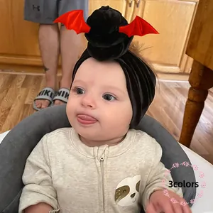 Halloween Baby Samt Fledermaus Stirnband Weicher Breiter Turban Mit Fledermausflügeln Für Kleinkinder Kinder Haarschmuck