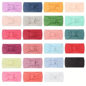 Baby solid nylon knotted headbands set in 23 various colors for infant girls
