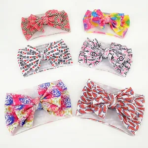 Set di 6 fasce per neonati con fiocchi colorati, stampa leopardata e motivi floreali