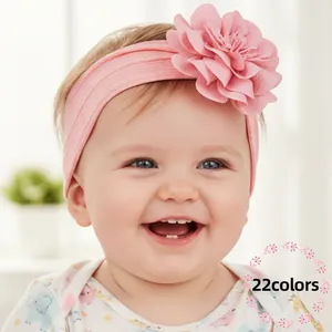 Bandeau à Fleurs pour Bébé Fille Souple Élastique Jacquard Nylon Serre-tête pour Nouveau-né Nourrisson Photographie Accessoires Cheveux