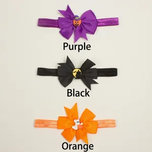 Lot de bandeaux bébé Halloween avec motifs nœuds citrouille, chauve-souris et fantôme