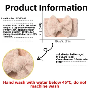 Détails du bandeau en peluche pour bébé avec nœud, dimensions et texture douce