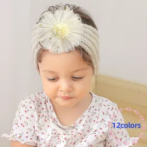 Bandeau Tricoté pour Bébé Hiver Chaud Bandeau pour Tout-petit Grande Fleur en Maille Paillettes Accessoires de Cheveux pour Filles Photos
