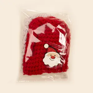 2er-Set Baby Weihnachtsstrickmützen mit festlichem Weihnachtsmann-Aufnäher-Dekor