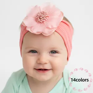 Baby Flower Headband Soft Elastic Jacquard Knitted Hair Band For Infant Toddler Girls Floral Hair Accessories Photo Props