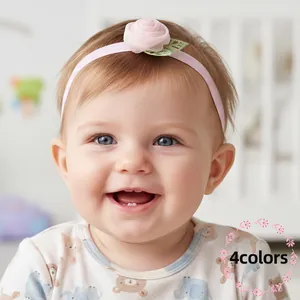 3D Rose Baby Headband Elastic Mesh Flower Hair Band Soft Comfortable Infant Headpiece Newborn Baby Girls Accessories