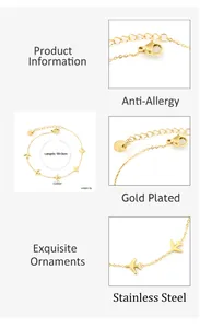 Detail view of gold-plated stainless steel airplane bracelet with 18+3cm adjustable chain