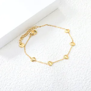 18K Gold Plated Stainless Steel Bracelet With Shell Plane Clover Crown Heart Charms Adjustable Jewelry Gift For Women