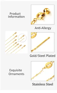 Makroaufnahme von 18k vergoldetem Edelstahlkarabiner und antiallergener DIY-Schmuckkette