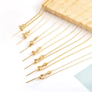 Verstellbare 316L Edelstahl 18K Vergoldet Halskette Mit Schieberperle Und Nadelende Für DIY Schmuckherstellung Damen