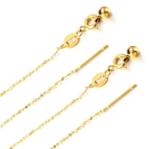 Poliertes 18k Gold Edelstahl Ohrringe mit gedrehter Kette und verstellbarem Federverschluss