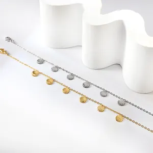 Fashion Stainless Steel Seashell Anklet For Women Gold Silver Plated Beach Jewelry Adjustable Foot Chain Waterproof Hypoallergenic Summer Accessory