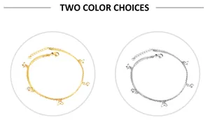 Detail der zweilagigen Fußkette mit Schmetterlingsanhänger und Zirkonia in Gold und Silber