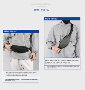 Waterproof crossbody chest bag in black and olive green showing dual carrying styles