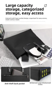 Detail view of large capacity waterproof laptop bag with hidden anti-theft back pocket