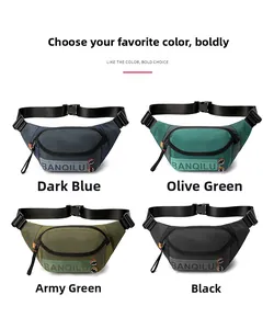 Outdoor sports waist bags shown in dark blue, dark green, army green and black colors