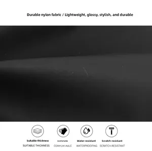 Macro detail of waterproof black nylon fabric with scratch-resistant texture for chest bag