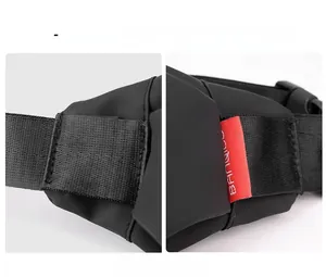 Detail view of reinforced stitching and quick-release buckle on a waterproof chest bag