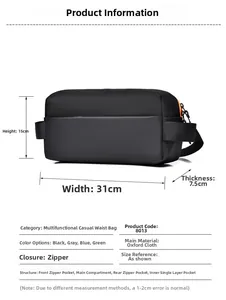 Detaillierte Größentabelle für Herren-Oxford-Brusttasche mit Maßen und Innenstrukturdetails