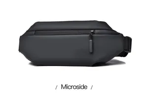 Detail view of the waterproof matte surface and smooth silent zipper on the black tactical bag